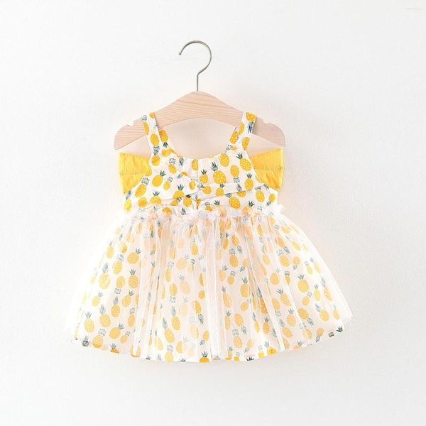 Mädchen Kleider Langarm Trikot mit Kleid Mädchen Sommer Strap Infant Princess Baby Wing Floral Fruit 4t