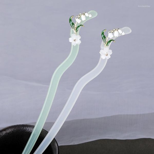 Haarspangen Weiße Tulpen Blume Acetat Sticks Haarnadeln Essstäbchen Chinesischer Schmuck