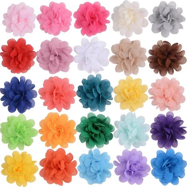 Haarschmuck 20 Stück 5 cm niedliche Chiffon-Blumen für DIY Kinder Kopfbedeckung Clip Haarnadeln Dekoration Prinzessin Mädchen Bögen Basteln