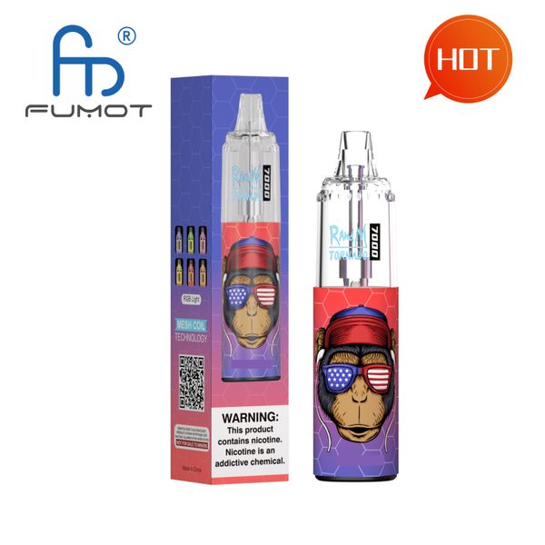 Fumot Randm Tornado 7000 Puflar Hava Akışı Kontrolü Tekerlılaştırılabilir Vape E Sigara Randm Type-C Şarj Edilebilir Vapes 57 Flavors E Shisha