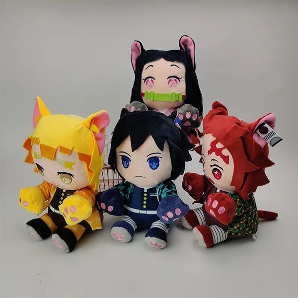 Garras de gato fofas Demon Slayer Brinquedos de pelúcia Bonecos de pelúcia Anime Presentes de aniversário Decoração de quarto de casa