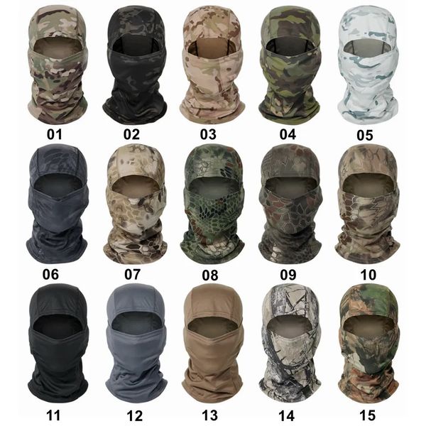 Bisiklet Kapakları Maskeler Taktik Kamuflaj Balaclava Tam Yüz Maskesi Kayak Bisiklet Ordusu Av Kafa Kapağı Eşarp Multicam Askeri Airsoft Cap Erkekler 231124