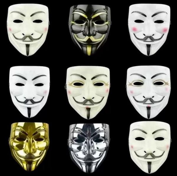 Máscaras de festa de Halloween para cosplay inteiro para máscara de vingança Anônimo Guy Fawkes Fantasia Adulto Máscara FY3222 9163855279