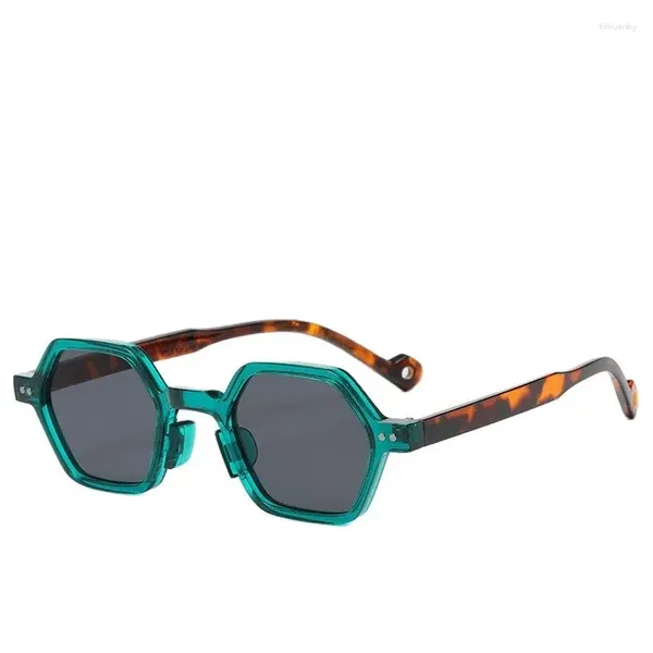 Sonnenbrille Vintage Quadrat Frauen Polygon Mode Marke Hexagon Klar Ozean Objektiv Shades UV400 Männer Nieten Sonnenbrille