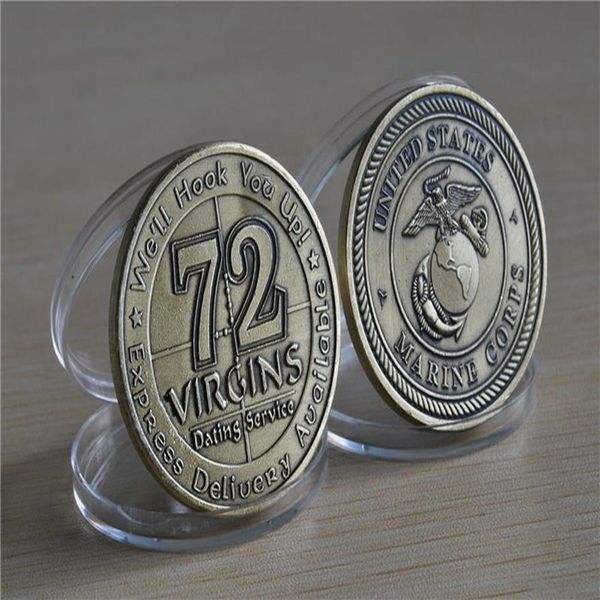 s promozione 5 pz lotto NUOVO USMC US Marine Corps 72 Virgins Bronzo Antico Sfida Coin284H