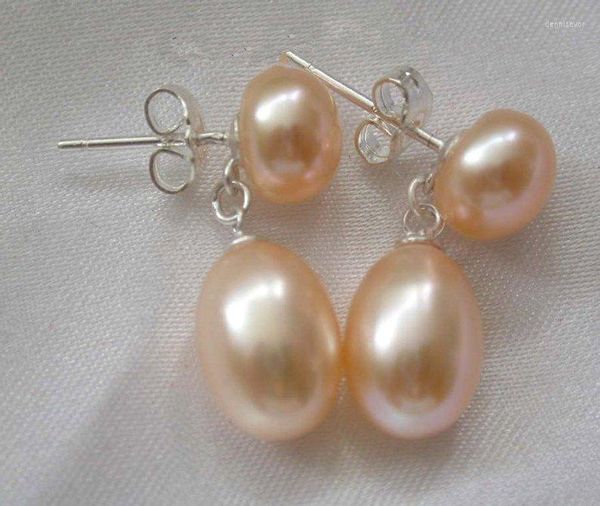 Orecchini per borchie per perle uniche Gioielli Store Pearl 2 paia da 8-10 mm Pink Bianco di colore fresco Acqua dolce 925 Gioielli in argento