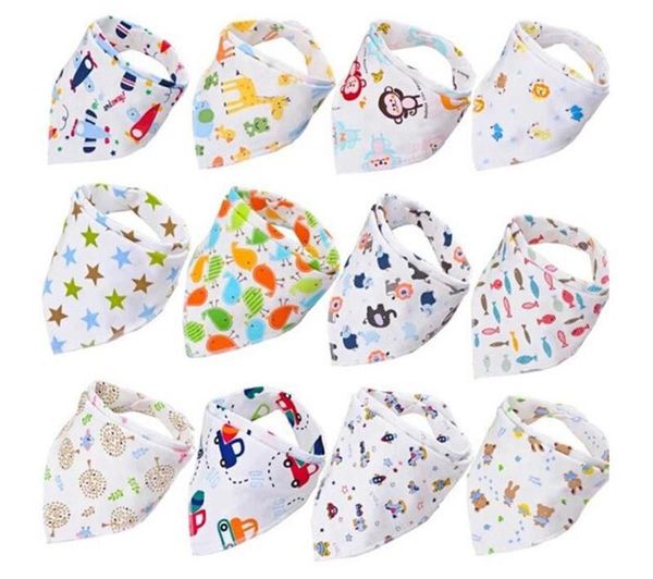 42 Stili Bavaglini Triangolo di cotone Asciugamani di saliva Bavaglini per cartoni animati Bavaglini per neonato Bandana Panni per burp Panno per alimentazione unisex Regali per bambini