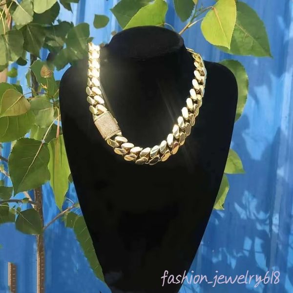 Stränge Anhänger Halsketten Großhandel CHOKER 18K Gold Custom Gold Cuban Link Chain 24K Gold Kubaner Miami Kette 20mm Designer Kupfer Kubaner Kette Halskette Mann Geschenk