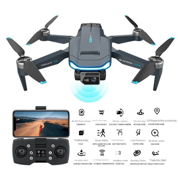 Mini Brushless Dobrável UAV GPS Câmera Dupla Fotografia Aérea Quadcopter F194 Aeronaves de Controle Remoto atacado