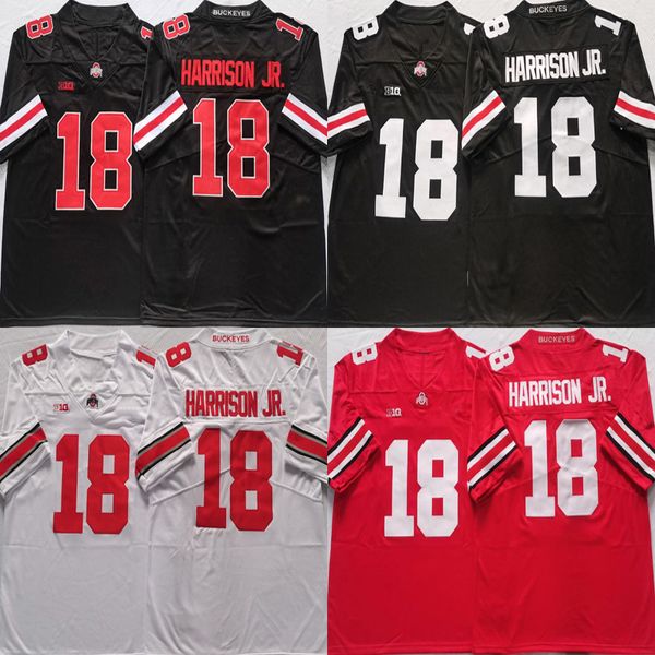 Herren College Ohio State Buckeyes weiß schwarz rot 18 Marvin Harrison jr. American Football Wear Erwachsenengröße genähte Jersey-Mischungsreihenfolge