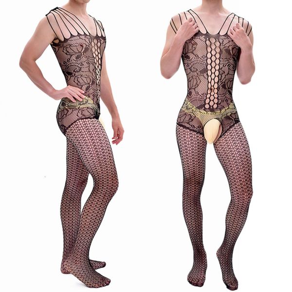 Мужской сексуальный сетчатый боди с открытой промежностью, популярное женское порно белье, ультратонкий прозрачный эротический костюм для взрослых, костюм с подвязками