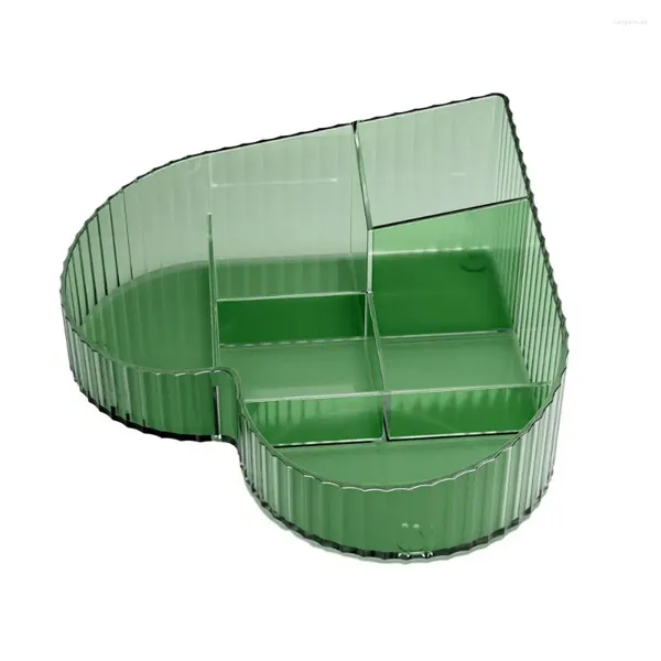 Caixas de armazenamento fáceis de limpar recipiente cosmético plástico amor coração caixa multi-compartimento organizador de maquiagem para banheiro