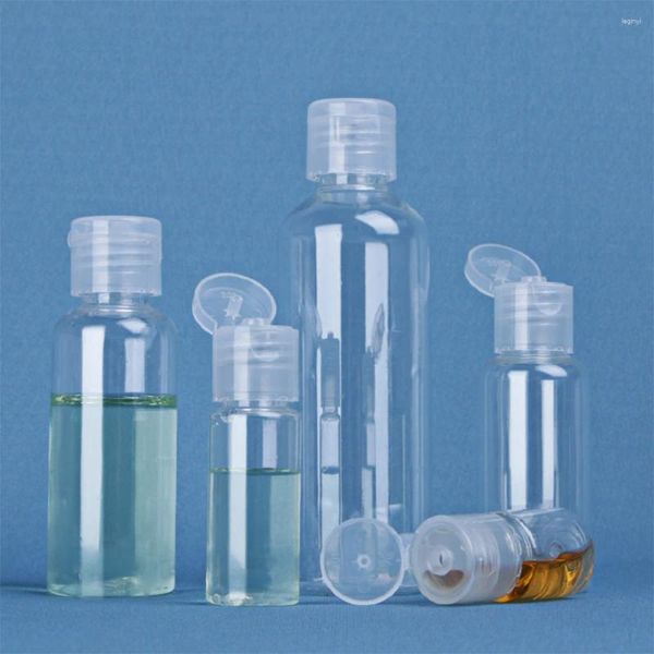 Aufbewahrungsflaschen 5 ml, 10 ml, 30 ml, 50 ml, 100 ml, 120 ml, Quetschflasche, Flip-Cap, PET-Kunststoff, Lotion, klare Probenfläschchen, Kosmetikbehälter für Reisen