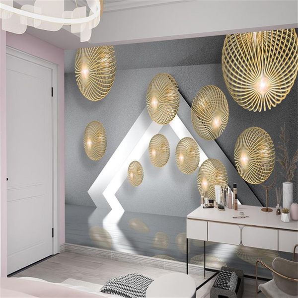 3d impressão personalizada decoração de interiores papel parede esfera metal espaço estendido moderno simples cobrindo quarto tv fundo parede sti282t