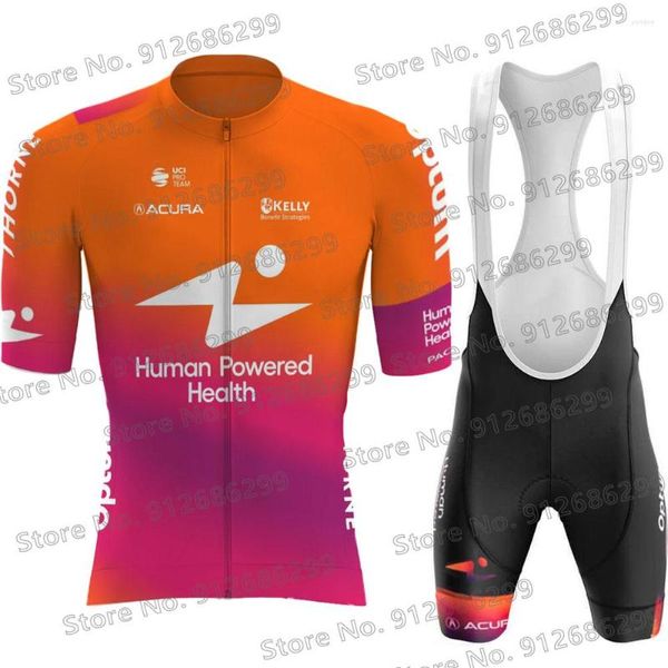 Conjuntos de corridas Conjunto Maillot Equipe HPH Human Powered Health 2023 Homens Men Cicling Jersey Bib Set Set Set Road Bike Vester Suit de camisa de bicicleta