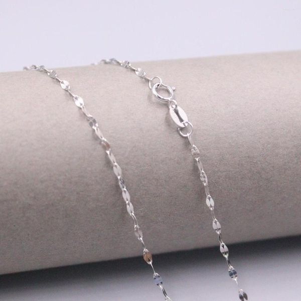 Correntes Au750 Real 18k White Gold Chain Neckalce para mulheres fêmeas de 1,8 mm em forma de link em forma de lábios Colar 18''l Gift