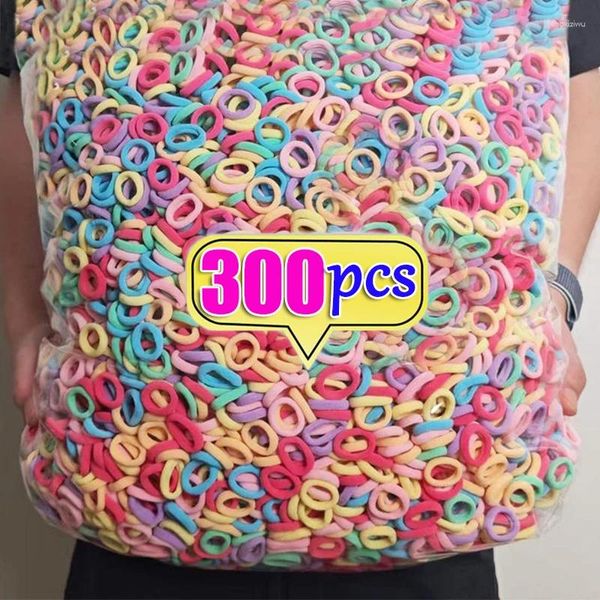 Acessórios para o cabelo 100/300 PCS Colorido Nylon Elásticos Rabo de Cavalo Segurar Mulheres Meninas Pequena Gravata Borracha Scrunchie