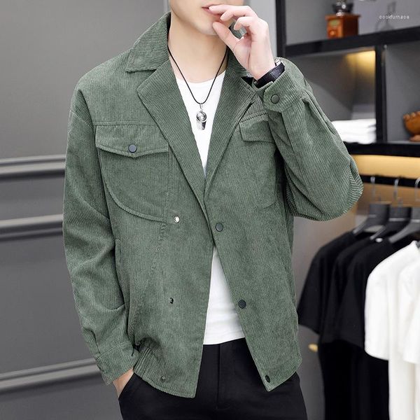 Ternos masculinos Dybzacq Corduroy Jacket Spring e Autumn Small Macacles Macicless Top Youth 2023 Baseball S-3xl