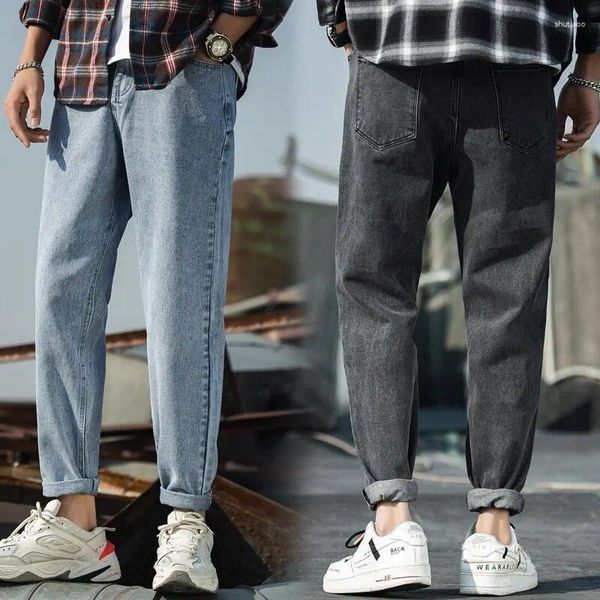 Jeans masculinos plus size 28-38 homens perna larga jogger primavera verão outono inverno moda casual cordão cintura solta denim harem calças