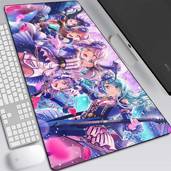 Tappetini per mouse Poggiapolsi Anime BanG Dream Tappetino per mouse da gioco grande Computer portatile Tappetino per mouse Tappetino per tastiera Tappetino per scrivania Tappetino per mouse per PC Gamer XXL Office Mausepad J230422