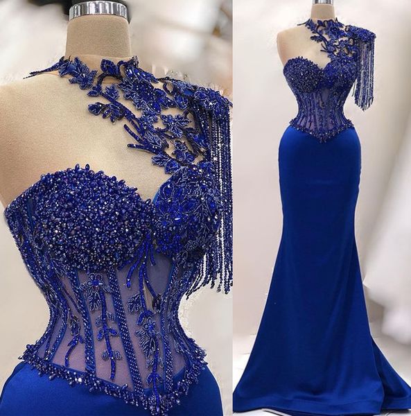 2023 April ASO EBI MERAMID LACE POT KODE Kleid Perlen Satin Abend formelle Party Zweiter Empfangsgeburtstag Verlobungskleider Kleid Robe de Soiree ZJ698