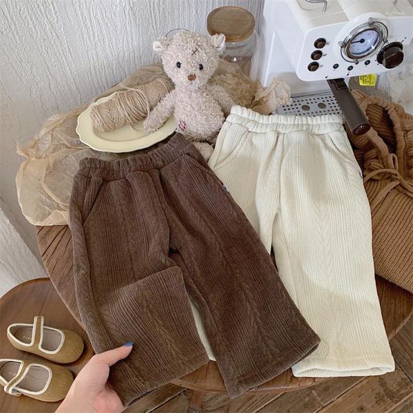 Hosen Winter Baby Fleece Kleinkind Mädchen Lose Breite Bein Hosen Plus Samt Dicke Kinder Feste Beiläufige Kinder Kleidung