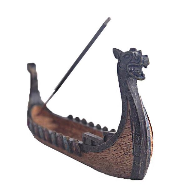 Suporte de vara de incenso de barco dragão, queimador esculpido à mão, ornamentos retrô, queimadores de incenso, design tradicional y0107293w