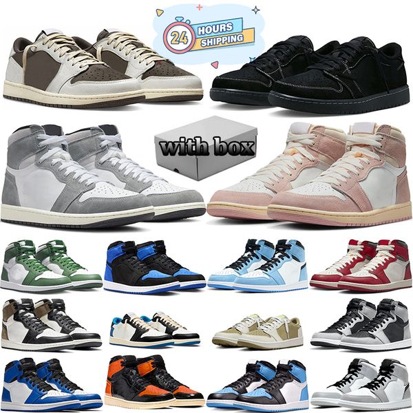 Mit Box Black Phantom 1 Low Basketballschuhe 1s Reimagined Reverse Panda Laney UNC Toe Lost Found Dark Mocha University Blue Light Smoke Grey Herrentrainer