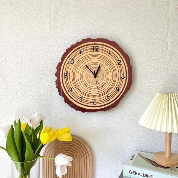 Relógios de parede Árvore Anéis Madeira Decoração Criativa Sala de estar Relógio Quarto Loja Mudo Personalidade Relógio Simples