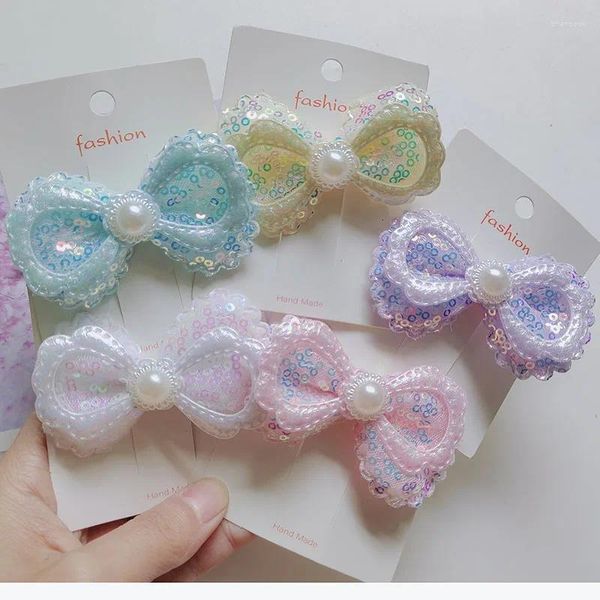 Fermagli per capelli 5 pz/lotto Fiocchi con paillettes per ragazze Barrette per capelli Fascia per capelli molto carina per cartoni animati Accessori per bambini