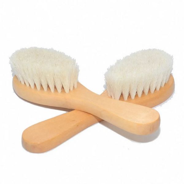 Escova de cabelo bebê pente infantil meninos massageador de cabelo puro escova de banho de madeira escovas plásticas de lã natural lã G0424