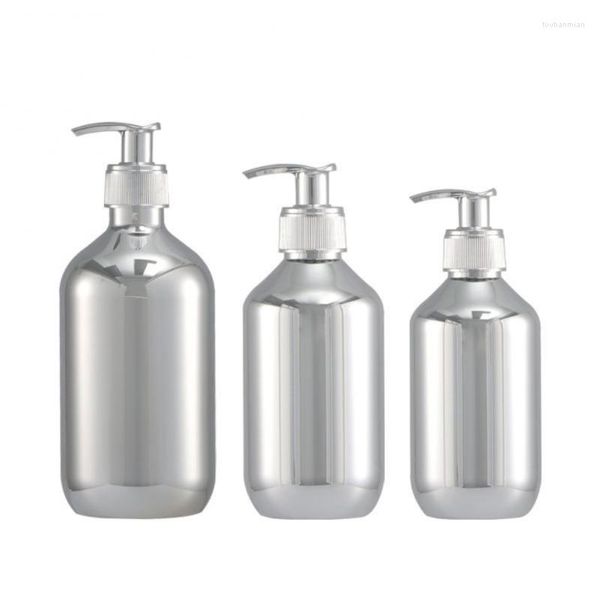Bouteilles de stockage Distributeurs de bouteilles de savon pour les mains Récipient rechargeable Salle de bains Cuisine Liquide en plastique galvanisé 300 ml / 500 ml