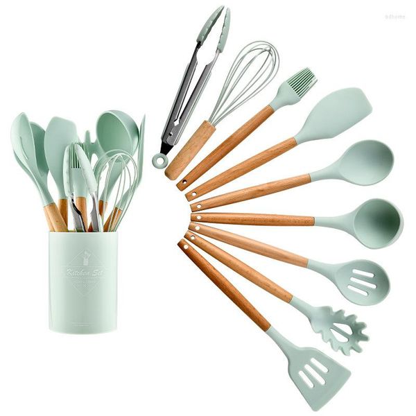 Posate set di utensili da cottura in silicone impostano cucina da cucina resistente al calore kit di attrezzi da cucina kit di pentole