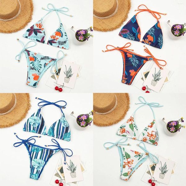 Mulheres Swimwear Mulheres Bandeau Bandage Bikini Set Push-Up Brasileiro Beachwear Maiô Longo Shorts de Natação para