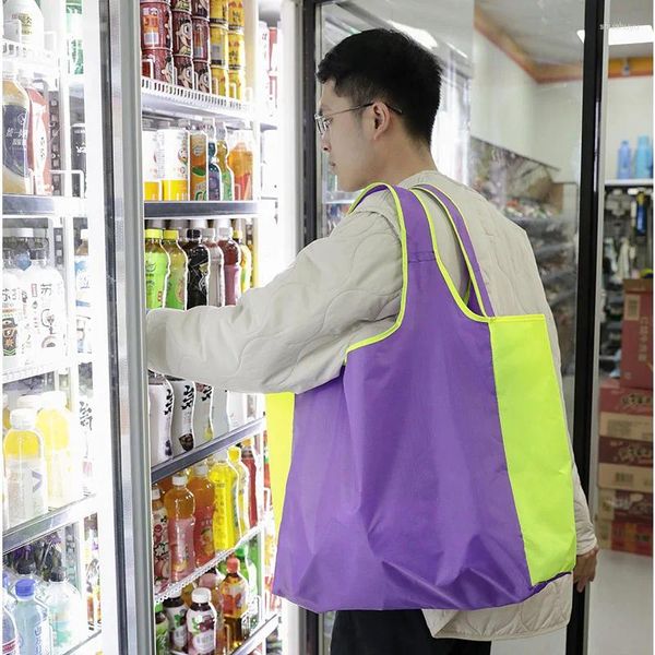 Borse portaoggetti Borsa per la spesa riutilizzabile di grande capacità Borsa per la spesa portatile pieghevole in tessuto Oxford impermeabile