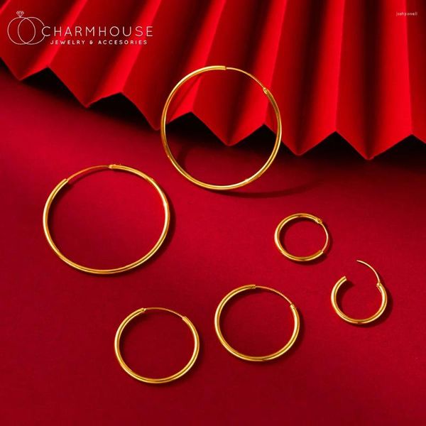 Серьги-кольца из нержавеющей стали, позолоченные для женщин, 20/30/45/50/60 мм, круглые серьги-каффы Brincos Femme, модные ювелирные изделия, подарки