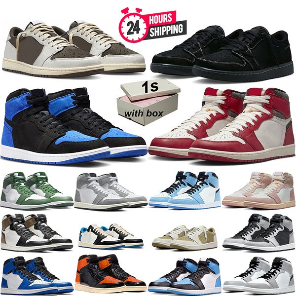 Mit Box Black Phantom 1 Low Basketballschuhe 1s Reverse Laney Reimagined UNC Toe Lost Found Dark Mocha University Blue Light Smoke Grey Outdoor-Herrentrainer