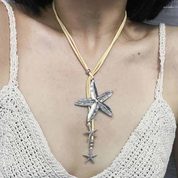 Pingente colares vintage y2k starfish gargantilha colar para mulheres na moda metal corda corrente moda unisex hip-hop festa jóias