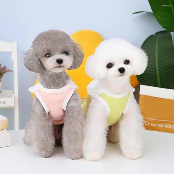 Vestuário para cães Colete para animais de estimação Elegante Bib Decor Camisa de verão Pescoço redondo Pulôver Top Desgaste diário