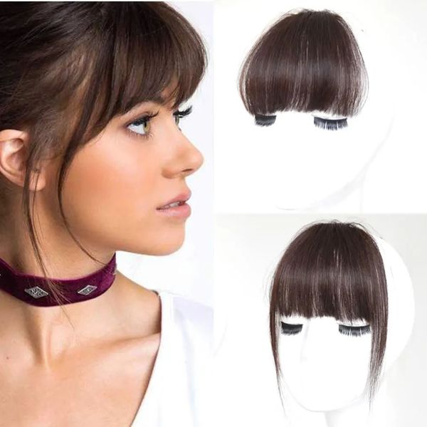 Franja mumupi franja falsa clipe em bang falso peças de cabelo extensão frontal puro para mulher menina cabelo falso 231123