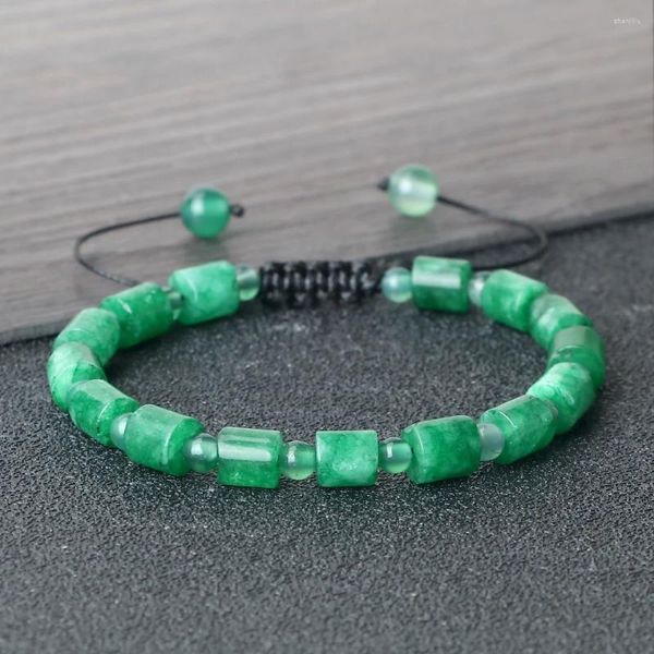 Strand natural 6 6mm ágata verde em forma de cilindro trançado pulseira feminino masculino olho de tigre casal pulseiras corrente amizade pulsera jóias