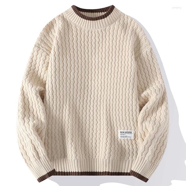 Männer Pullover 2023 Weihnachten Pullover Stricken Pullover Harajuku Streifen Muster Frauen Gestrickte Pullover Rollneck Winter Warme Männer