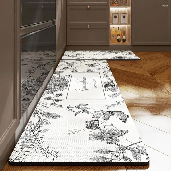 Tapetes dos desenhos animados PU espessado tapete de cozinha de couro anti-fadiga pé anti-óleo e proteção de piso impermeável tapete antiderrapante