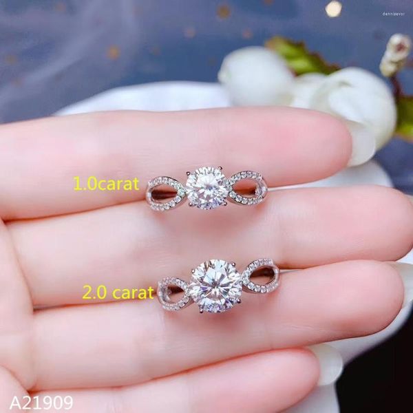 Rings de cluster kjjeaxcmy jóias finas Moss Diamond feminino anel em 925 testes de prata esterlina
