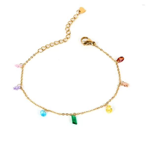 Strang Romantisches Regenbogen-Edelstahl-Armband, farblich verstellbare Kette, süße Charm-Armbänder für Frauen, Geschenke, Traumschmuck