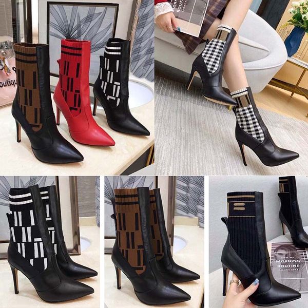 Designer-Stiefel, Silhouette, Stiefeletten, Absätze, Schuhe, Winter, Damen, Stickerei, Buchstaben, Absatz, Stoff, Socken, Stiefel, Druck, Blumen, Hochzeit, Party, Schuhe, Top-Qualität mit Box