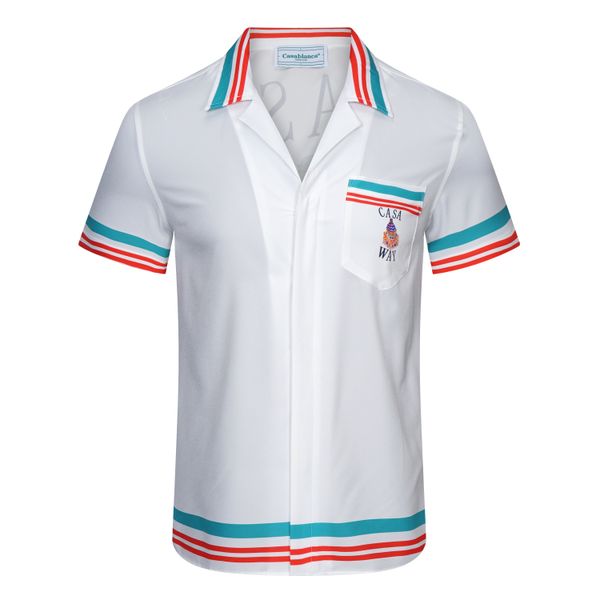 Casablanca-Hemd 22ss Designer-Hemd-Shorts-Set, bedrucktes Herren-Freizeithemd, lockeres Casablanca-Hemd aus Seide, kurzärmeliges Luxus-T-Shirt, hochwertiges T-Shirt D45