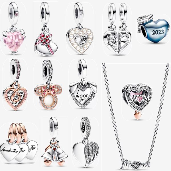 Новый стиль любовь подвеска для мамы ожерелье ушетки Серьги Сердца очаровывают женщины, блестящие подарки на День Матери DIY FIT Pandora Designer Jewelry