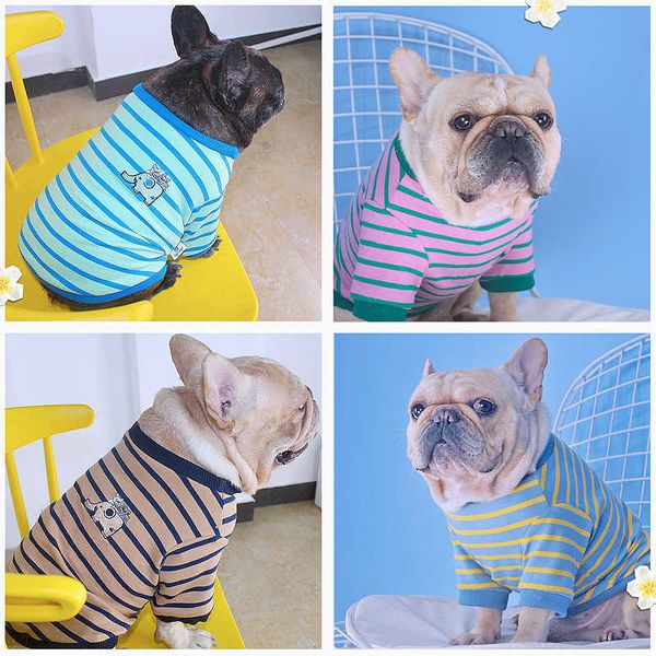 Abbigliamento per cani Cane tigre primavera e autunno inverno T-shirt a righe da combattimento francese Body Teddy vestiti di marca piccola marea media