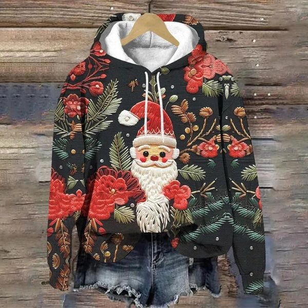 Erkek Hoodies Moda Karikatür Noel Baba Kadınlar Hoodie Kış Büyük Boyutu Kapüşonlu Sweatshirt Bayanlar için Noel Giysileri Harajuku 3d Baskı